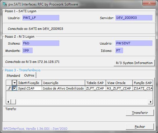 8 Interface RFC Para a interface RFC, será necessária a utilização da versão 1.36.