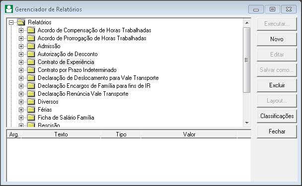 É possível criar documentos no OpenOffice e salvá-los no banco de dados do sistema através do Gerenciador de Relatórios.