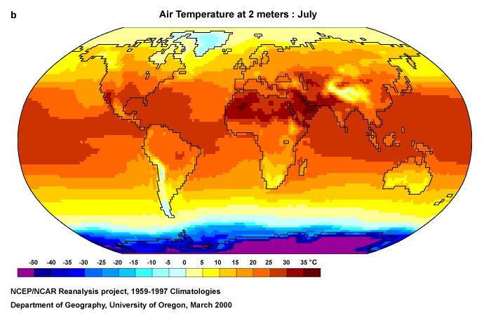 Contrastes de propriedades Assim, a temperatura superficial dos oceanos