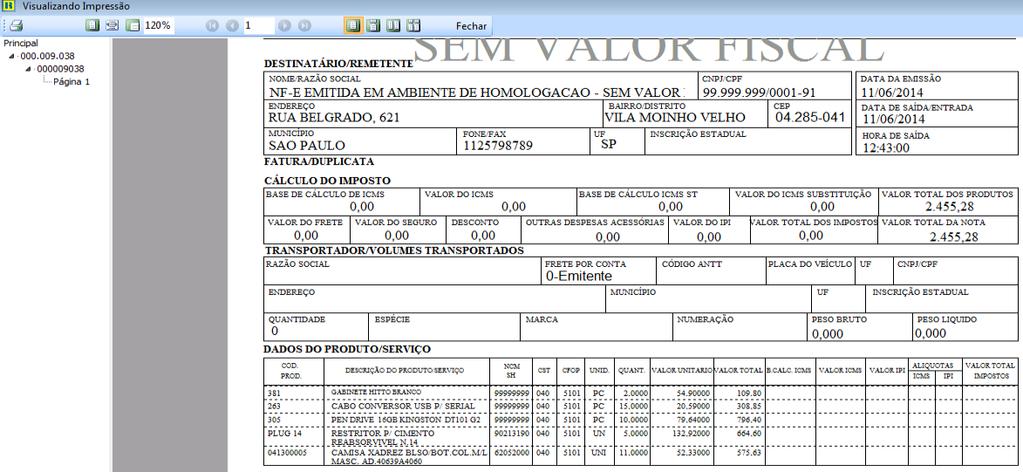 7/11 Nota será emitida com todos os produtos selecionados: 3.