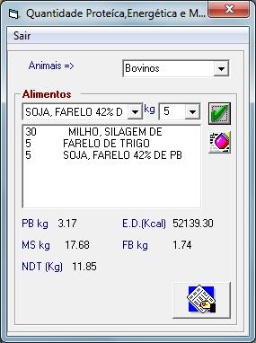 2.2 Por composição de quantidade de nutriente Consiste em obter a composição energética, proteica e mineral para uma determinada quantidade de mistura formada a partir do indicativo de quantidades