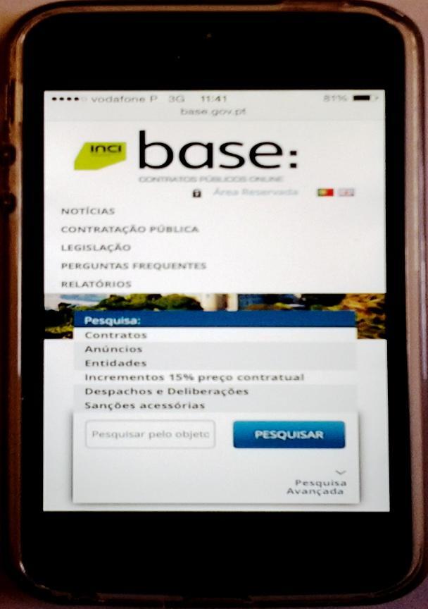 Nova área pública do Portal BASE MELHORIAS INTRODUZIDAS: Acessibilidade e visualização de conteúdos através de dispositivos móveis; Organização mais simples e intuitiva dos conteúdos; Maior destaque