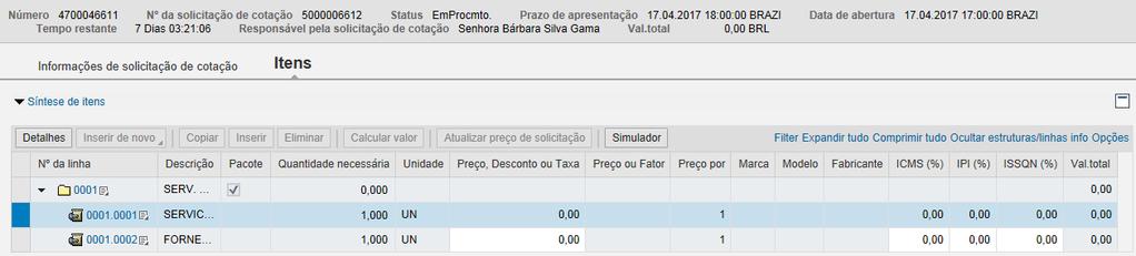 Enviar Proposta Serviço Manutenção de Veículos 5 4 2 3 Ir para aba Itens (); Informar Preço, Desconto ou Taxa (2)