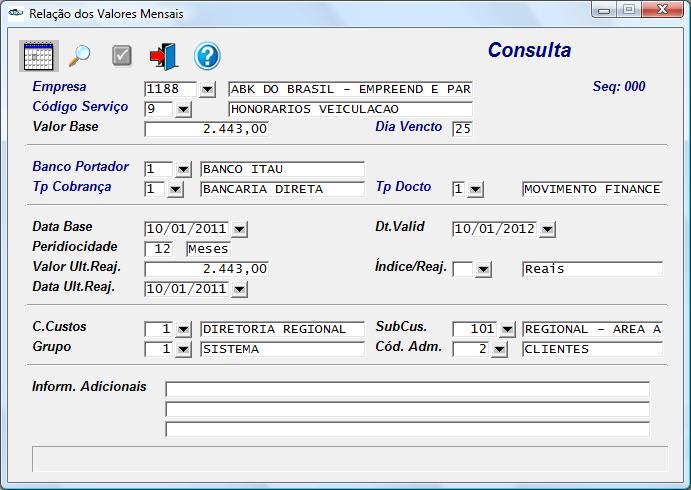 Gestão Financeira (Tesouraria) Contas a Receber - Cobrança Registro de contrato de prestação de serviços com condições de cobrança; Controle de reajuste contratuais com periodicidade, índices de