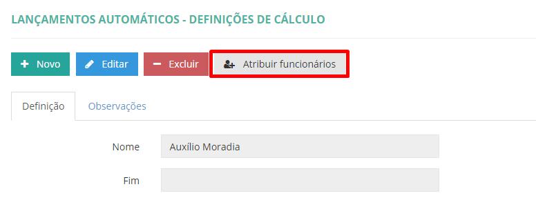 Ao clicar no botão Atribuir Funcionários o sistema abre a pagina com os colaboradores para serem selecionados e inclusos no lançamento.