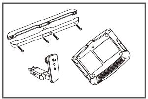 1. Remover o suporte premindo o botão em ambos os lados do mesmo. 2.