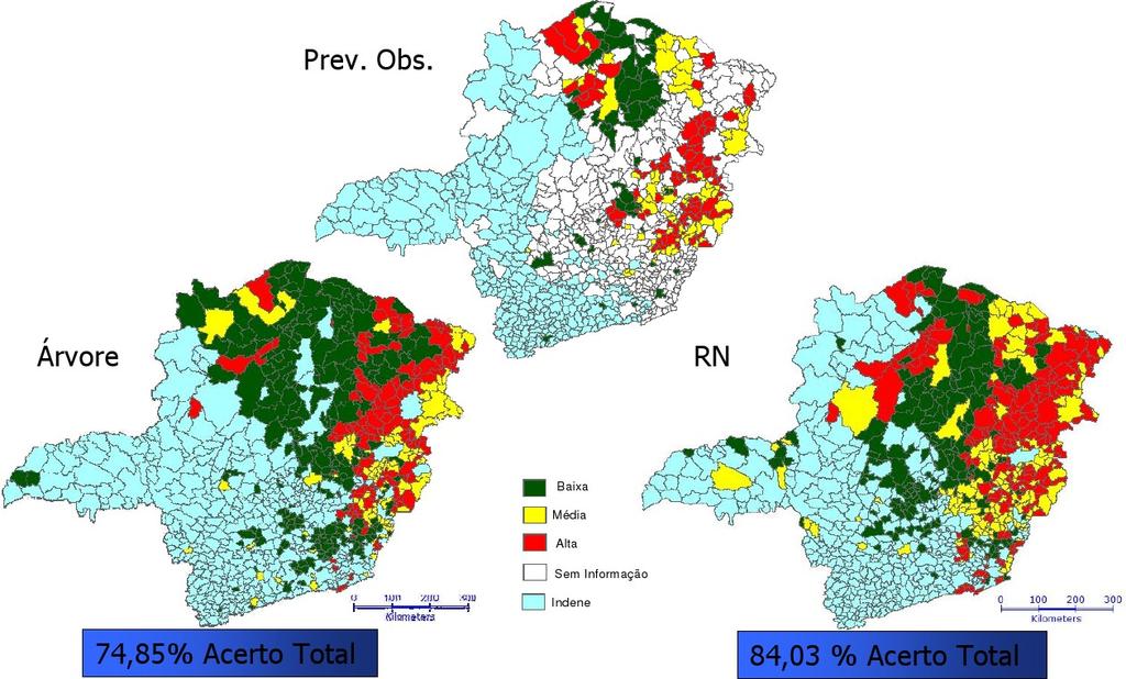 Técnicas de Visualização: Mapas Classificação do risco da esquistossomose no estado de Minas