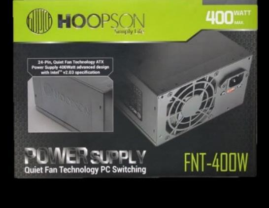 Item 57 240 unidades R$ 147,53 FONTE ATX 400W [REAL] HOOPSON FNT-400W Eficiência >70%,MTBF de 100.