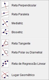 4.1 Janela de Visualização 2D 4 BARRAS DE FERRAMENTAS Semirreta: poderá ser criada a partir de dois pontos já estabelecidos ou não.