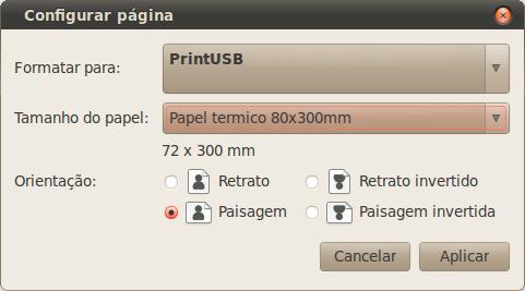 Na tela de configuração da página, na opção Formatar para, selecione a impressora na qual o documento será impresso.