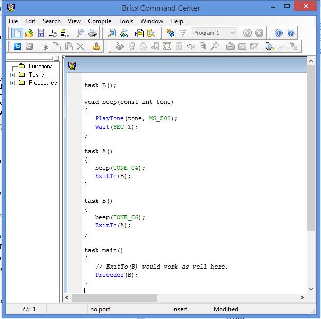 Exemplo de programa escrito em NXT-G, em ambiente NXT Mindstorms Imagem 4. Croqui com disposição dos elementos no palco NXC, para programar o NXT.