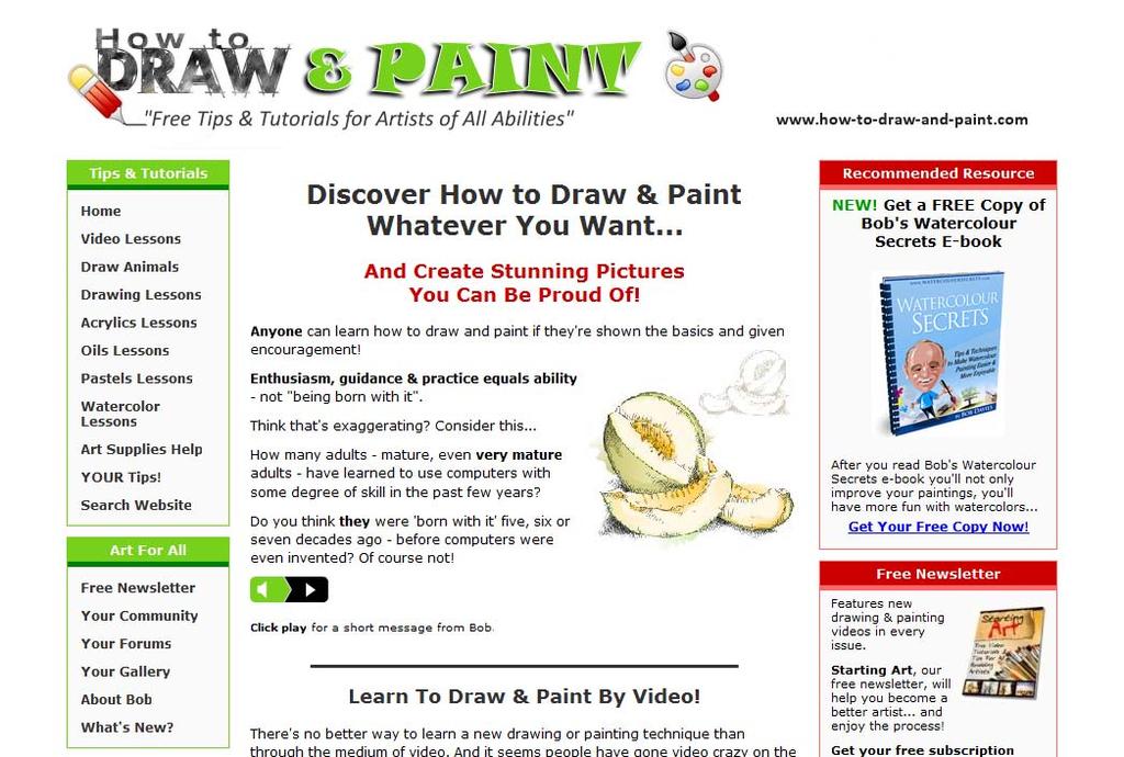 Manual e Guia de Utilização e Exploração do How to Draw & Paint 1. Para acedermos a esta ferramenta, devemos, no browser da Internet digitar o seguinte endereço: http://www.how-to-draw-and-paint.