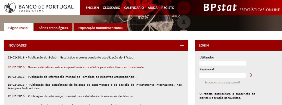 BPstat Estatísticas online Séries cronológicas Exploração