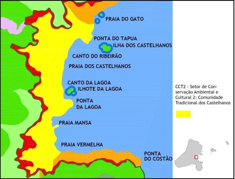 Plano de Manejo PEIb: Zona de Amortecimento Terrestre CCT2 - Setor Conservação Ambiental e Cultural 2: Comunidade Tradicional dos Castelhanos Os setores de conservação ambiental e cultural com