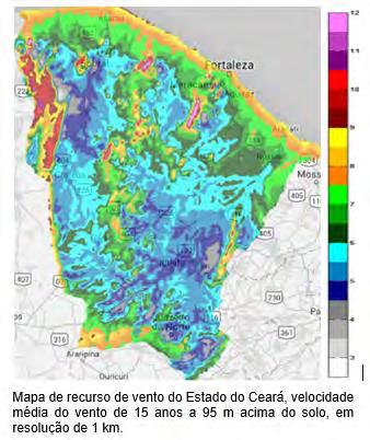 Ceará Potencial eólico atualizado Potencial eólico atualizado 80 GW Os resultados são de grande relevância, demonstrando que o estado possui condições