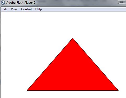 Desenhar dentro de uma Shape Ex. 01_b var triangulo: Shape = new Shape(); triangulo.graphics.linestyle(1, 0x000000, 1); triangulo.graphics.beginfill(0xff0000, 1); triangulo.