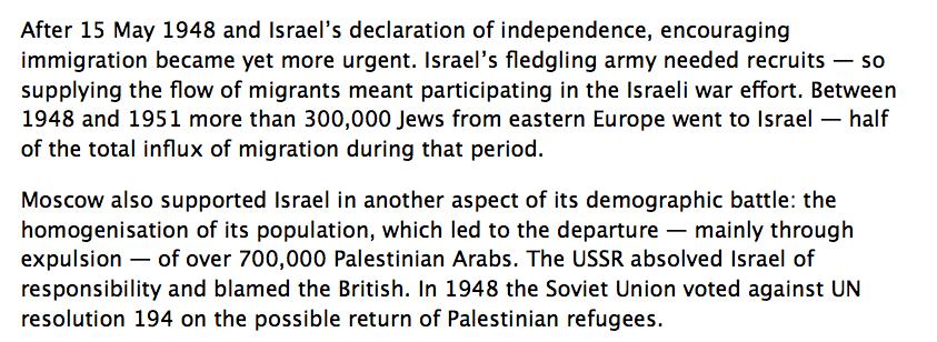 Os apoios à fundação do Estado de Israel: o caso da URSS (4) [FONTE: