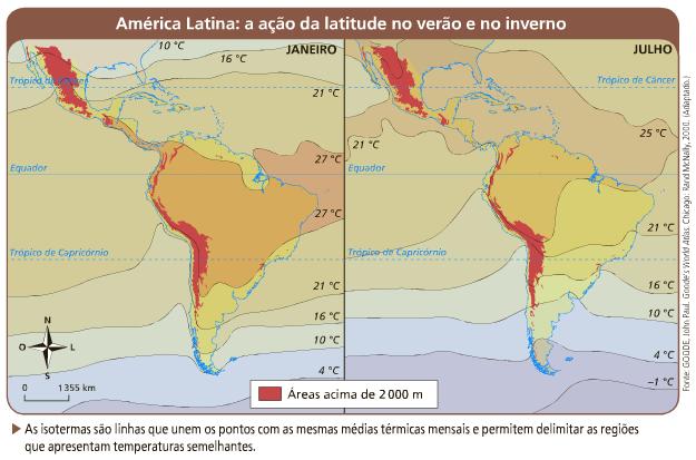 Fatores atuantes no clima da América Latina LATITUDE Região cortada pela linha do