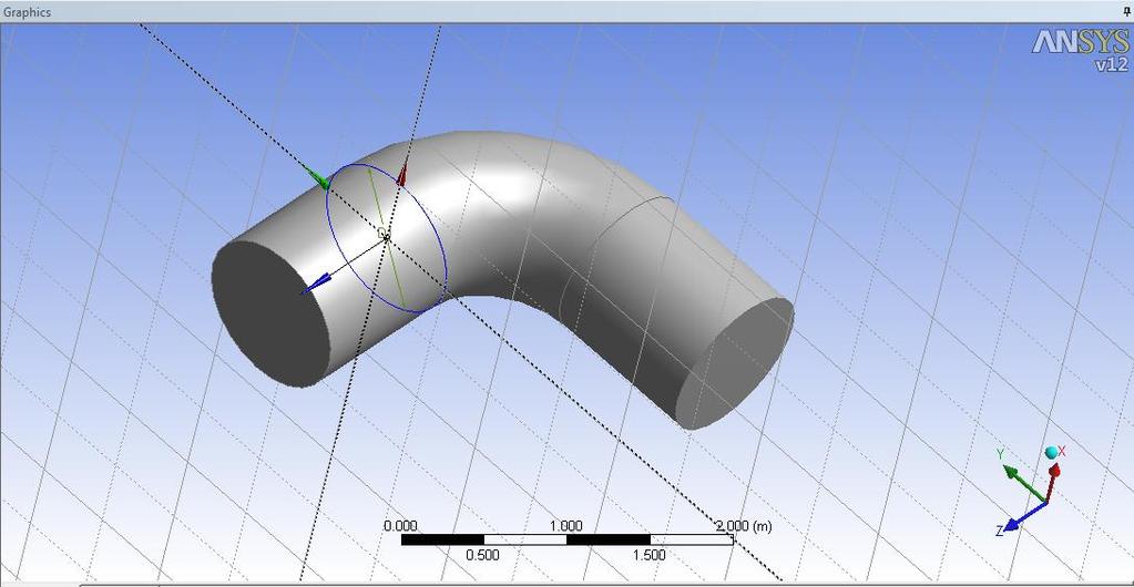 Figura 2 - Geometria gerada para as simulações (tubo curvo a 90 graus) (Do Autor).