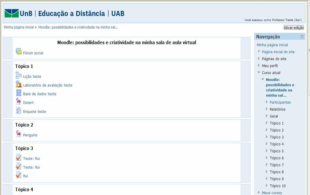 Atividades e recursos Base de dados» Parte I Neste material, vamos falar sobre a atividade Base de dados Parte I: configurações gerais.