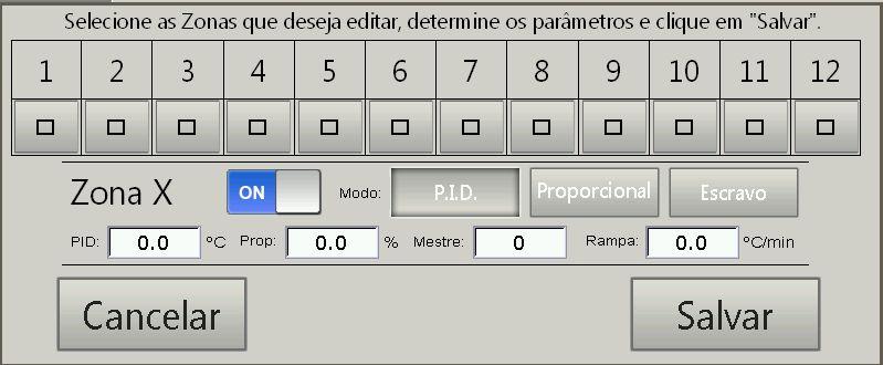 Edição de múltiplas zonas: Toque sobre os quadrados sobre