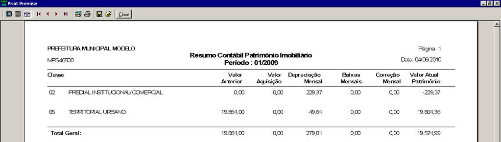 Patrimônio Imobiliário Figura 224 - Ilustração da emissão do relatório Resumo Contábil Patrimônio Imobiliário 4 Relatórios 4.