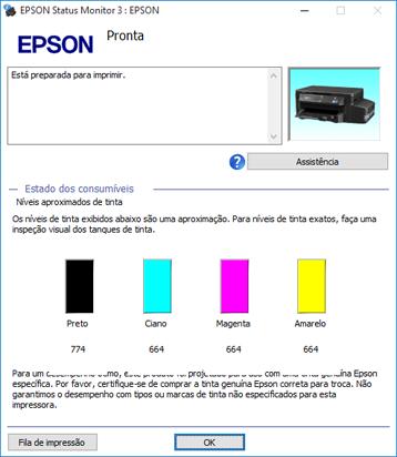 Você verá uma janela como esta: 2. Recarregue tanques de tinta conforme necessário.