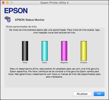 Verificação do nível das tintas - Mac Você pode verificar os níveis da tinta usando um utilitário no seu Mac. 1. No menu Apple ou no Dock, selecione Preferências do Sistema.