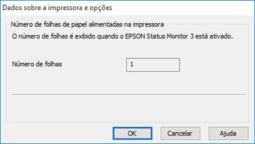 Você verá esta janela: 5. Depois de checar o número de folhas carregadas na impressora, clique em OK para fechar a janela.