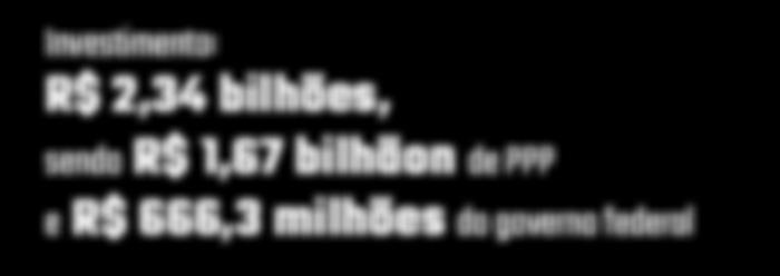 PARQUE OLÍMPICO Instalações Esportivas ARENA DO FUTURO Investimento: R$ 2,34 bilhões, sendo R$ 1,67 bilhãon de PPP e R$ 666,3 milhões