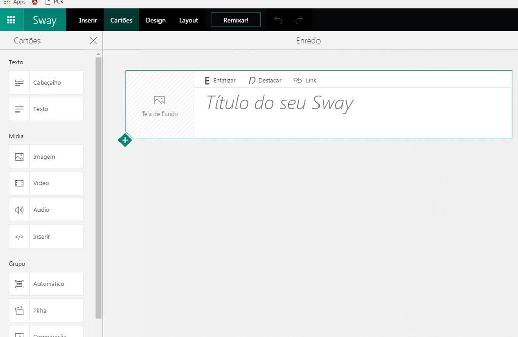 6 O Sway é uma ferramenta de criação e compartilhamento de conteúdo e apresentação totalmente centrada na web.