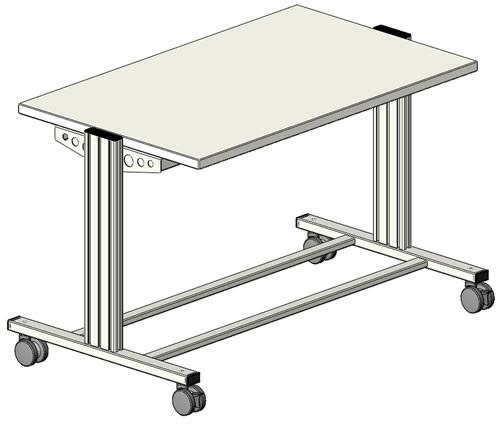 10 SybaPro mobile lab trolley with plug board, 1250x700x760mm ST7200-3D 1 This mobile, aluminium profile side table is designed especially for the storage of portable training systems.