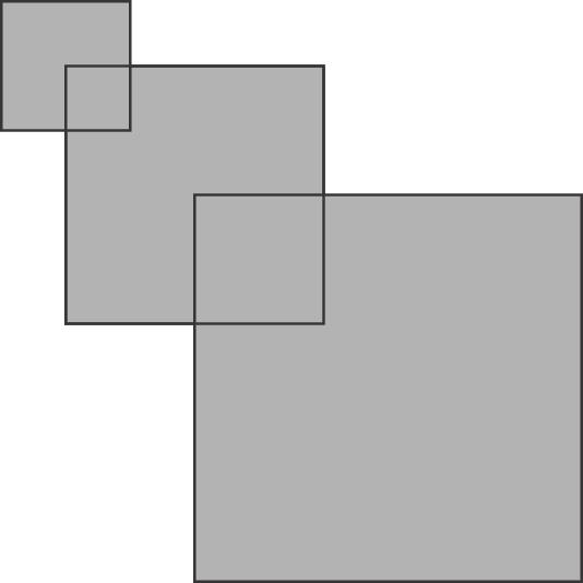 Canguru Matemático sem Fronteiras 07 9. O Rafael tem três quadrados como os da figura ao lado. O comprimento do lado do primeiro quadrado é de cm.