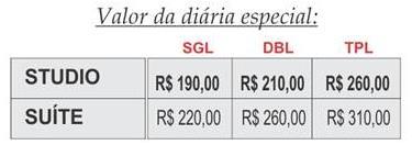 O hotel cobra do hóspede R$ 2,10 por diária/apartamento referente à taxa de turismo destinada ao João Pessoa Convention & Visitors Bureau.