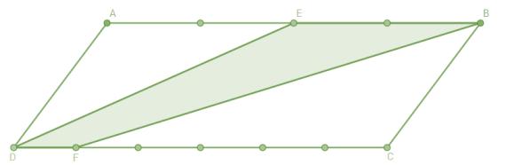 0) A figura a seguir representa um terreno cujo formato é de um paralelogramo.