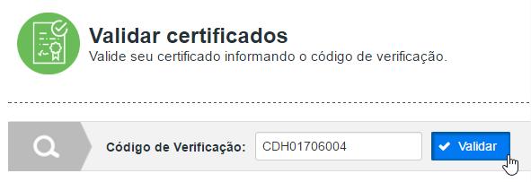 Figura 10 - Código de validação 3º Passo: Clique no botão Validar.