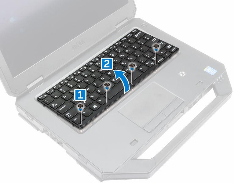 b. Levante pelas extremidades e vire o teclado sobre o ecrã [2]. 4. Para retirar o teclado: a.