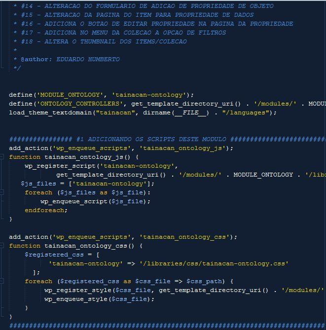 É obrigatório a criação de um arquivo com o mesmo nome do módulo, este será o arquivo index, onde é iniciado a execução dos todos scripts, abaixo é mostrado um parte do código fonte de um arquivo