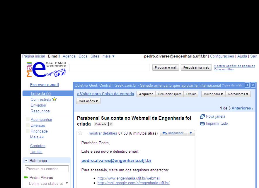 Webmail da Engenharia :: Mensagem de boas-vindas Esta