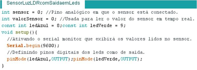 Porta A0 Ativa o Serial Monitor Armazena