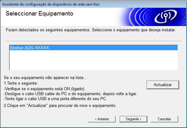 Configurando seu Equipamento em uma Rede Sem Fio (ADS-2800W / ADS-3600W) 5 Clique em