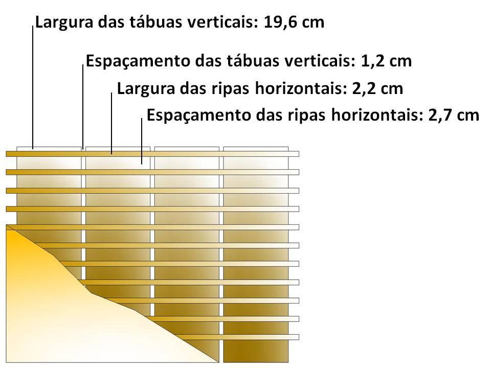 Através da análise da Tabela 12 pode-se concluir que as tábuas verticais inseridas numa parede exterior de tabique teriam de largura 19,6 cm, de espessura 3,5 cm e estavam espaçadas entre si de 1,2