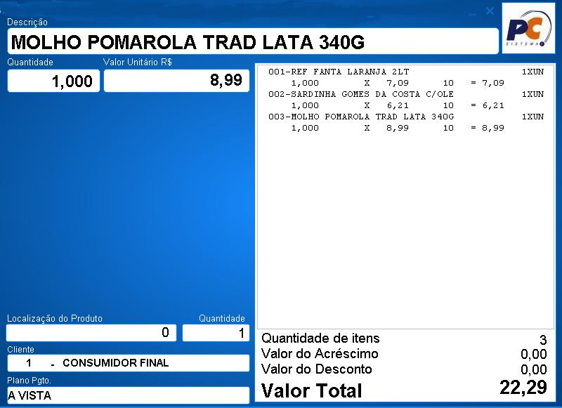 3.18 Realize a venda normalmente; 3.19 Após o fechamento da venda será apresenta mensagem para informa o cliente. Observações: É obrigatório identificar o cliente, caso a venda seja acima de R$ 10.