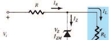 Diodo Zener Quando V i é fixo e R L é variável. R L = R V Z V i V Z Sabemos que V Z > V Se R L 0 V = 0 V "off" Se R L V = V i V "on" Determinar a resistência de carga máxima.