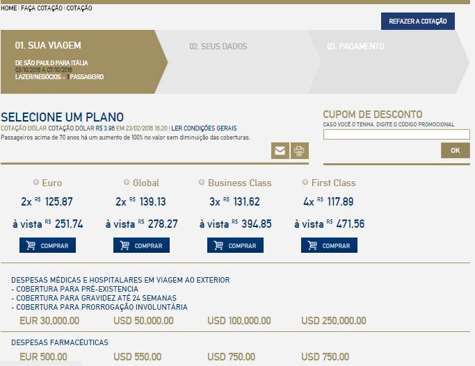 2º COMPARATIVO DE PLANOS com 4 opções disponíveis.