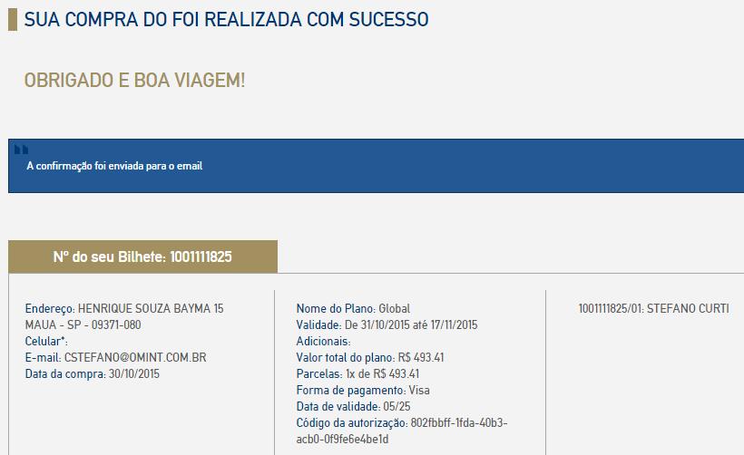 COMPRA FINALIZADA CONFIRMAÇÃO DA COMPRA - VIA SITE O sistema mostra um