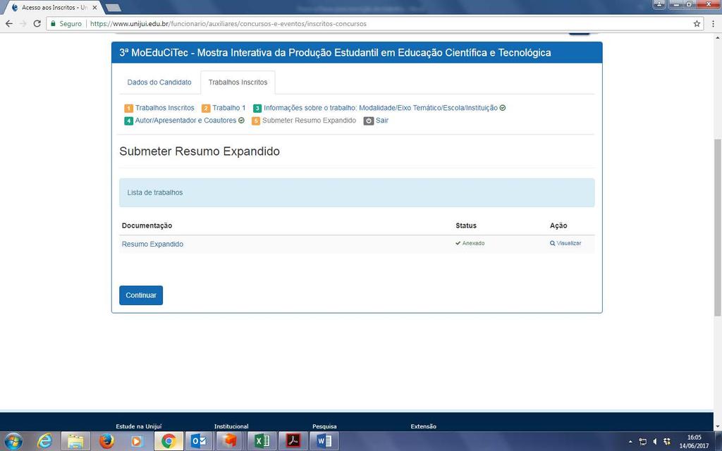 11. Na aba submeter resumo expandido