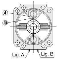 Série CRB1 Construção Standard (As chaves na figura abaixo indicam a posição de rotação intermédia.