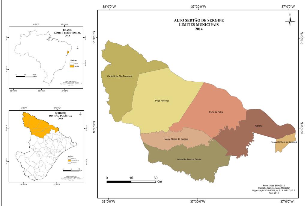 Desertificação e vulnerabilidades socioambientais Fig. 1. Localização do Alto Sertão de Sergipe/BR Fonte: Atlas da SRH (2012) Fig. 1. Location of Alto Sertão of Sergipe/BR Source: Atlas of SRH (2012) Ademais, foi elaborado o climograma.