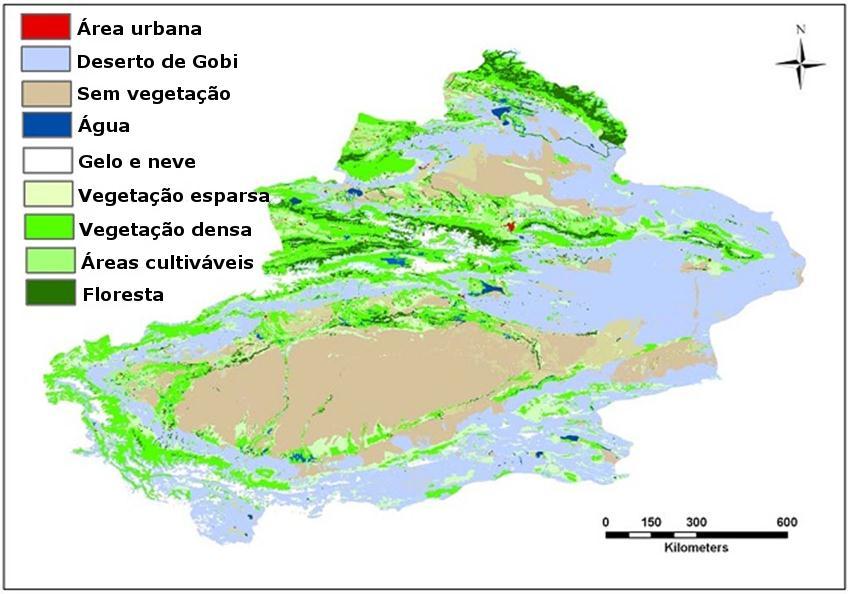 Kasimu e Tateishi (2010) 10 Foram utilizados dados do sensor MODIS do ano de 2008 para mapear a dinâmica da vegetação na região de Xinjiang, na China;